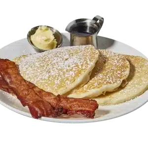Buttermilk Pancakes (3) with 2 Bacon or 2 Sausages